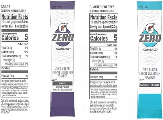 Gatorade G Zero Powder - Individual Packets Variety Pack, Assorted Flavors - (40 Packets)