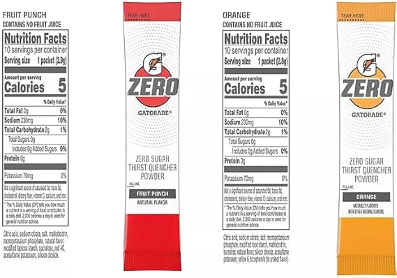 Gatorade G Zero Powder - Individual Packets Variety Pack, Assorted Flavors - (40 Packets)